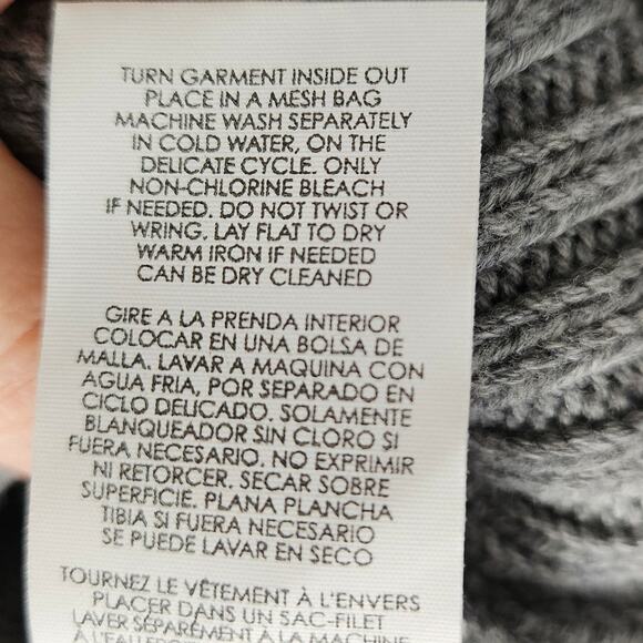 CAbi Eden Pullover Turtleneck Knit Sweater Gray Floral Flare Sleeve Large Casual - Picture 12 of 14